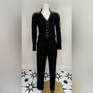 Vintage 1980’s Caché Rock and Roll Jumpsuit, Prong Set Rhinestones